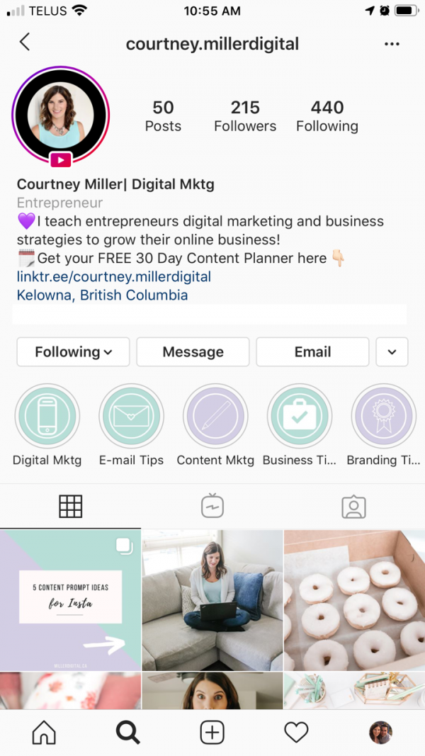 Instagram bio Miller Digital