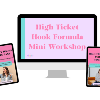 High Ticket Hook Formula Mini Workshop laptop mockup of computer and title pages